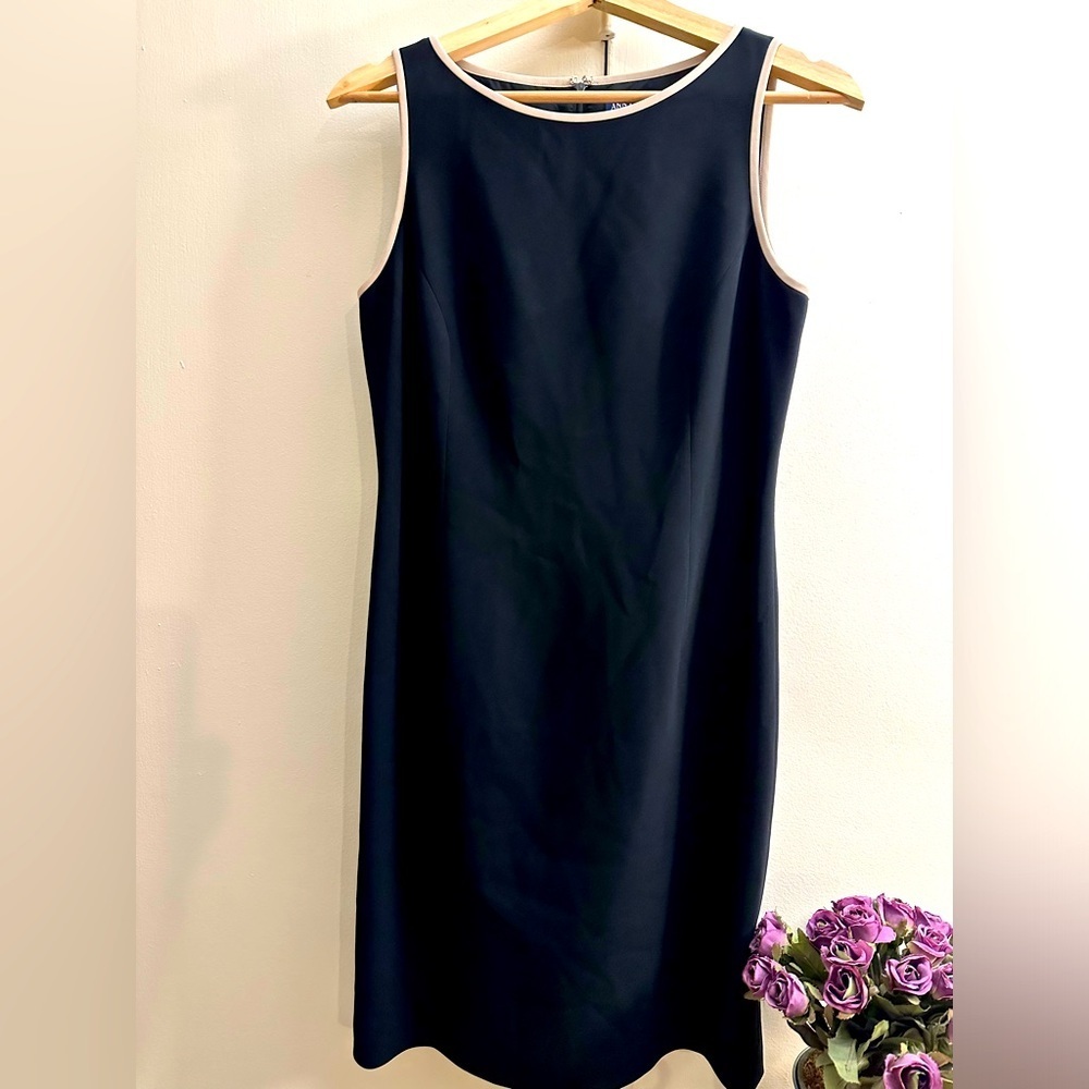 Vintage Ann Taylor Black Dress with Cream Border Size 6